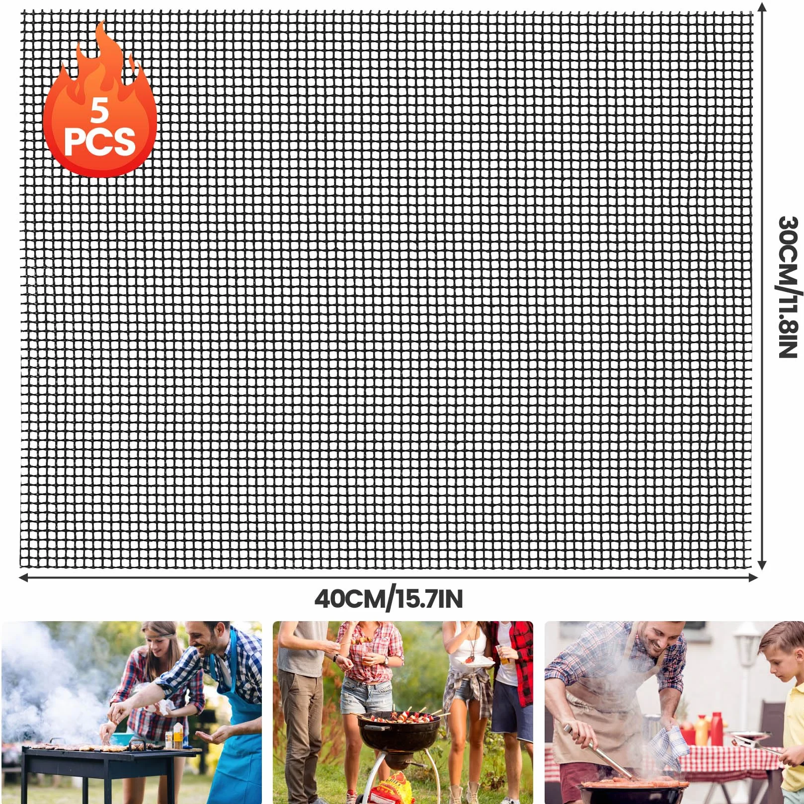5 sztuk matek do grilla, siatka grillowa antyprzywarcia, odporna na wysoką temperaturę, wielokrotnego użytku, mata do grilla na węgiel, mata do grilla gazowego, elektrycznego, grillowanie, pieczenie