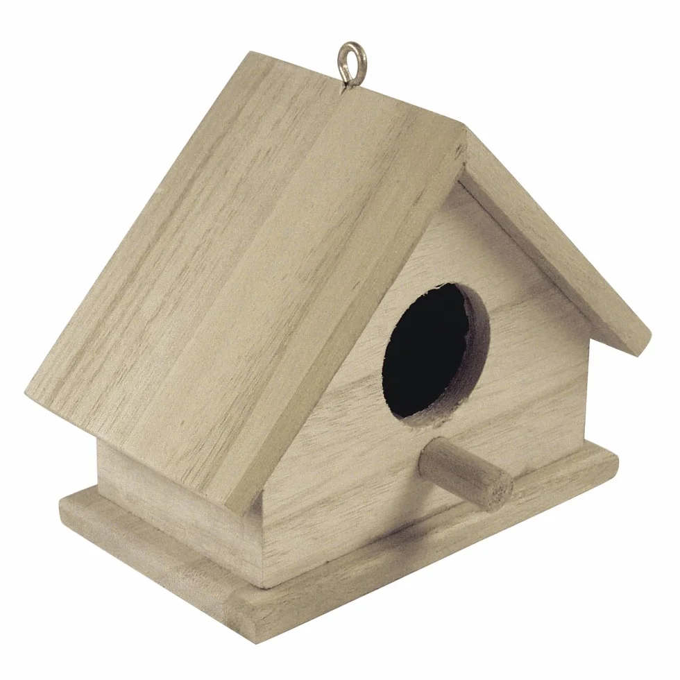 Rayher Domek dla ptaków, drewno, certyfikat FSC, 13,5 x 7,5 x 10 cm, domek dla ptaków do zawieszenia, z oczkiem, dekoracja drewniana do malowania i zdobienia, 62414000