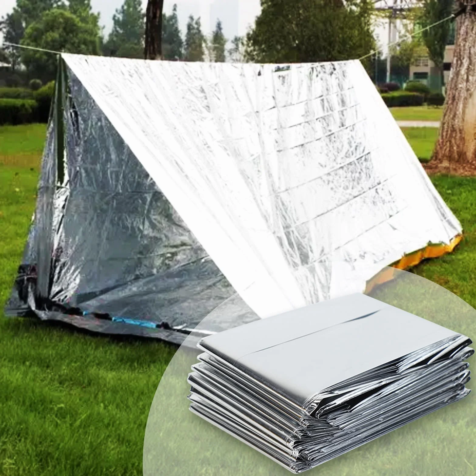 2 sztuki folia Mylar odblaskowego do roślin, 2 x 150 cm, srebrna folia Mylar do wzrostu roślin/na kemping, prosty namiot/maraton, survival