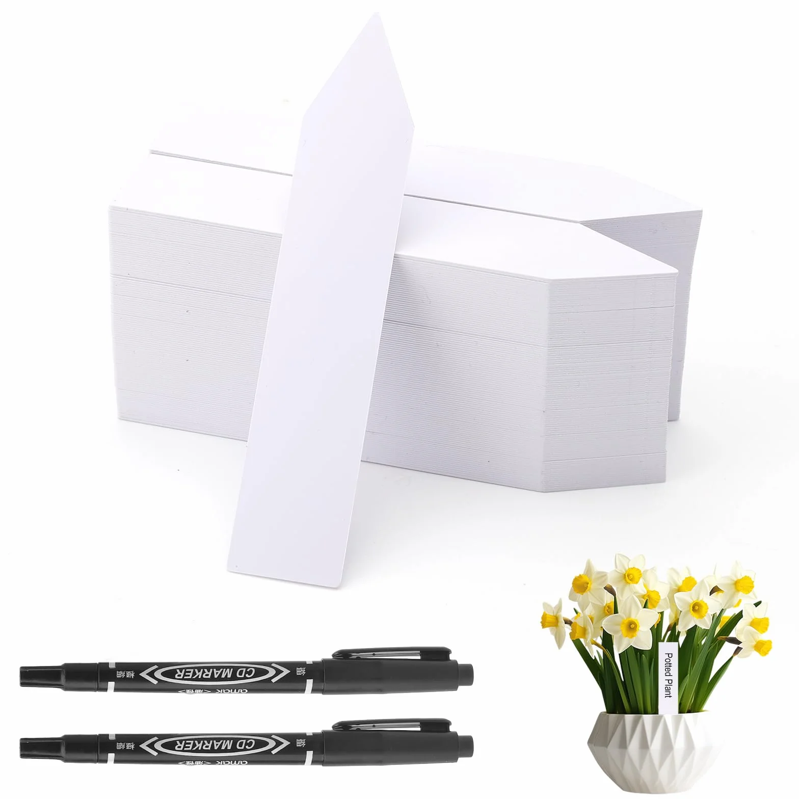 200 szt. 10 x 2 cm Etykiety Rośliny Plastikowe etykiety do roślin Ogrodnictwo zewnętrzne Markery ogrodowe Wielokrotnego użytku do sadzonek nasion roślin i ziół Biały