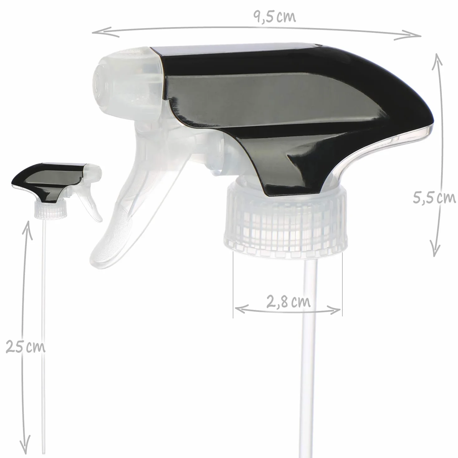 COM-FOUR® Nasadka natryskowa 10x do butelek z rozpylaczem - glowica natryskowa wykonana z tworzywa sztucznego z recyklingu - opryskiwacz z gwintem 28/400 (przezroczysty/czarny)