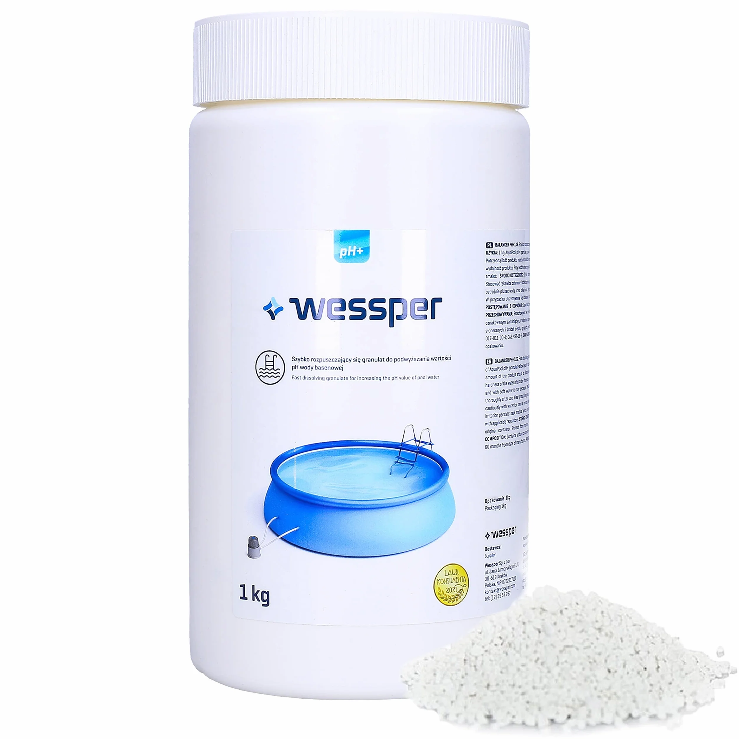 Wessper BALANCER pH+ plus 1 kg do podwyższania pH wody basen
