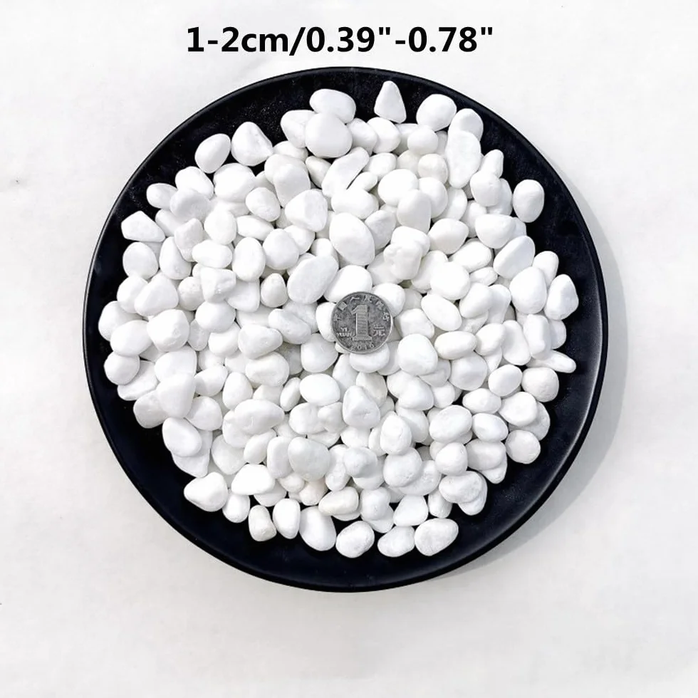 Białe naturalne kamyki, różne żwir ogrodowy 1-2 cm, granulowany kamień rzeczny do akwarium krajobrazu, dekoracja wypełniacza doniczek (1 kg/2,2 lbs)