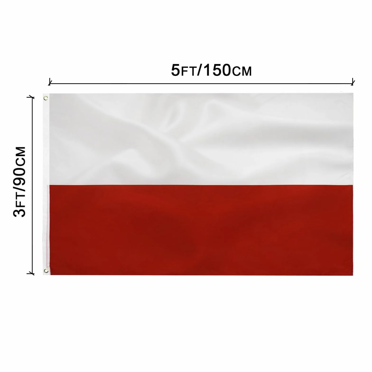 Flaga polski 90 x 150 cm-Polska flaga poliestrowa jasny Płócienny Nagłówek i podwójne szycie z mosiężnymi oczkami