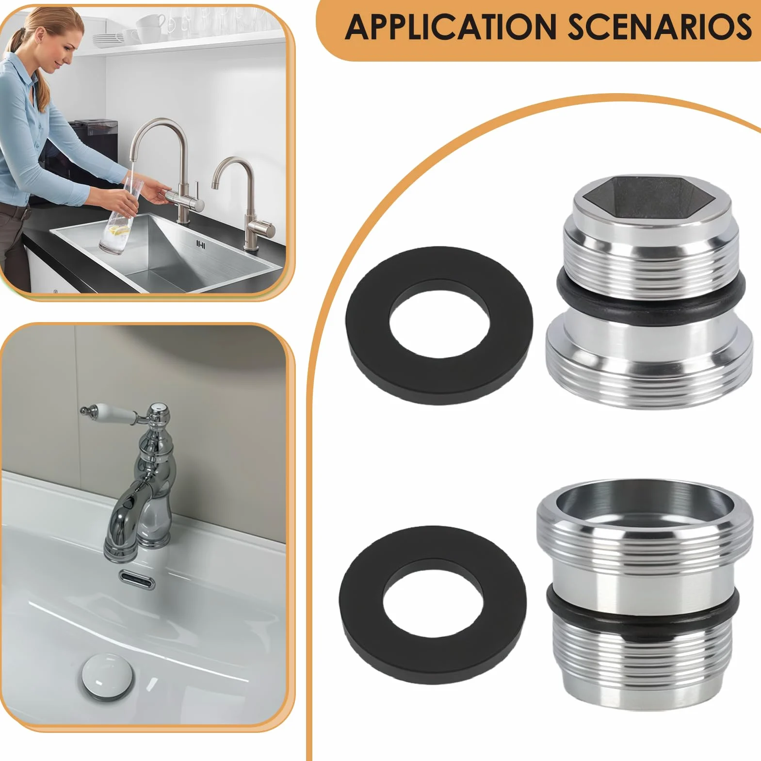 2 adaptery do kranu M18.5 do M22, gwint zewnętrzny, adapter gwintowany do filtra wody, przyłącza napowietrzacza i wielu innych, adapter węża, przyłącze węża ogrodowego, odporny na korozję