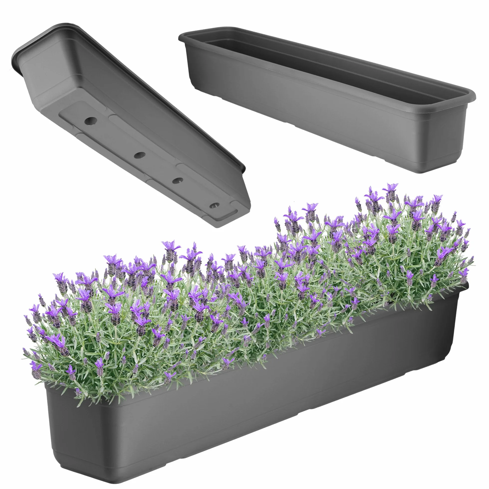 KADAX Donica na kwiaty 80 cm, antracytowa, z wysokiej jakości tworzywa sztucznego, do użytku wewnątrz i na zewnątrz, na balkon, taras, parapet