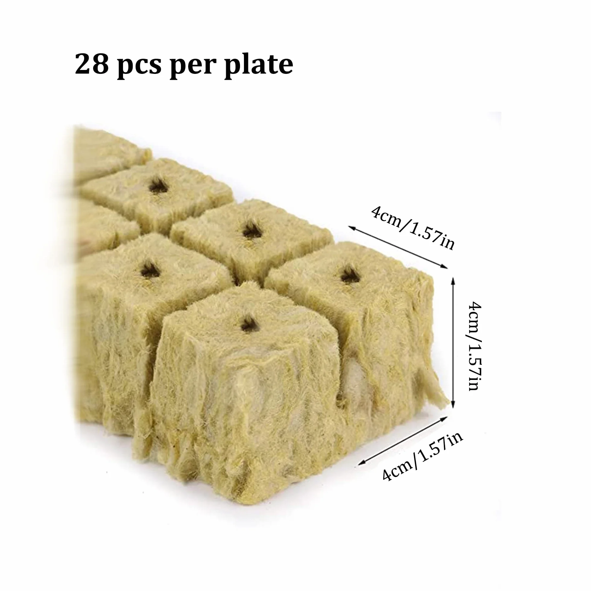 28 Sztuk Mata do Uprawy Rockwool - Kostki Uprawa Liści, Mata Bez Dna do Hydroponiki, Kolonizacji i Przesadzania Sadzonek Warzyw (4 x 4 x 4cm)