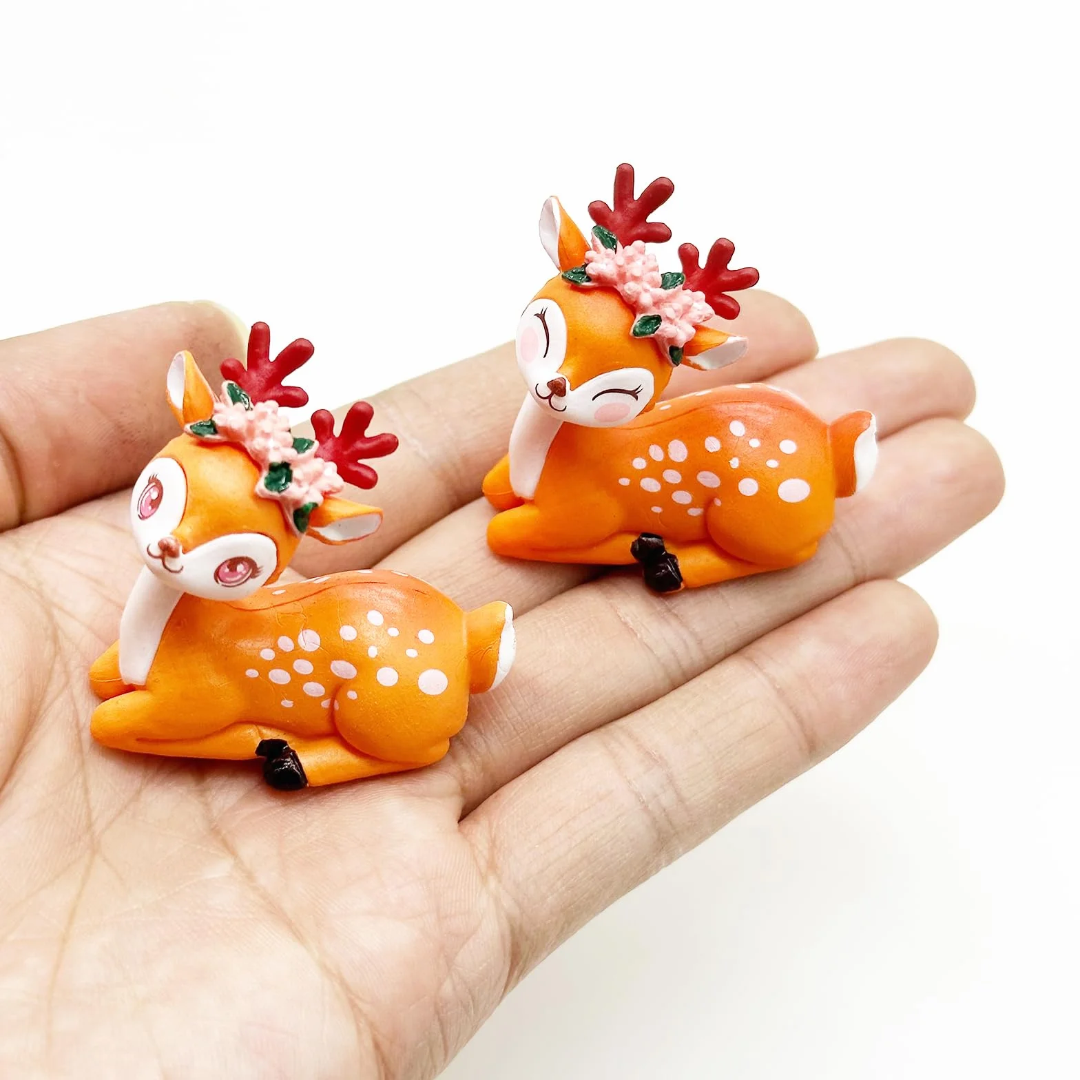 Cayway Zestaw 7 mini zwierząt Fairy Garden Kit, miniaturowe figurki jelenia Sika do drzewek bonsai, krajobraz z mchu, dekoracja domu, rękodzieło DIY