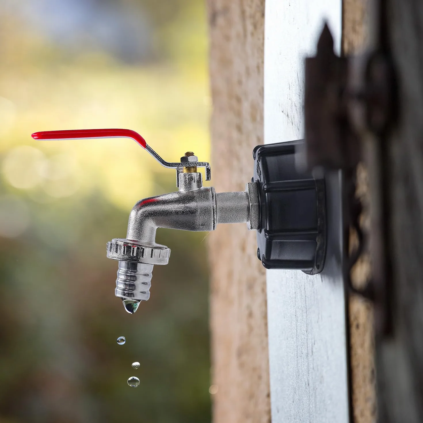 Kran Wylotowy do Zbiornika IBC Zawór Kulowy 3/4 Cala do Węża Ogrodowego 3/4‘’ | Adapter do Zbiornika 1000 L Gwint 60X6 Ok. 61mm Średnica | Wysokiej Jakości Szczelny Mosiężny Kran