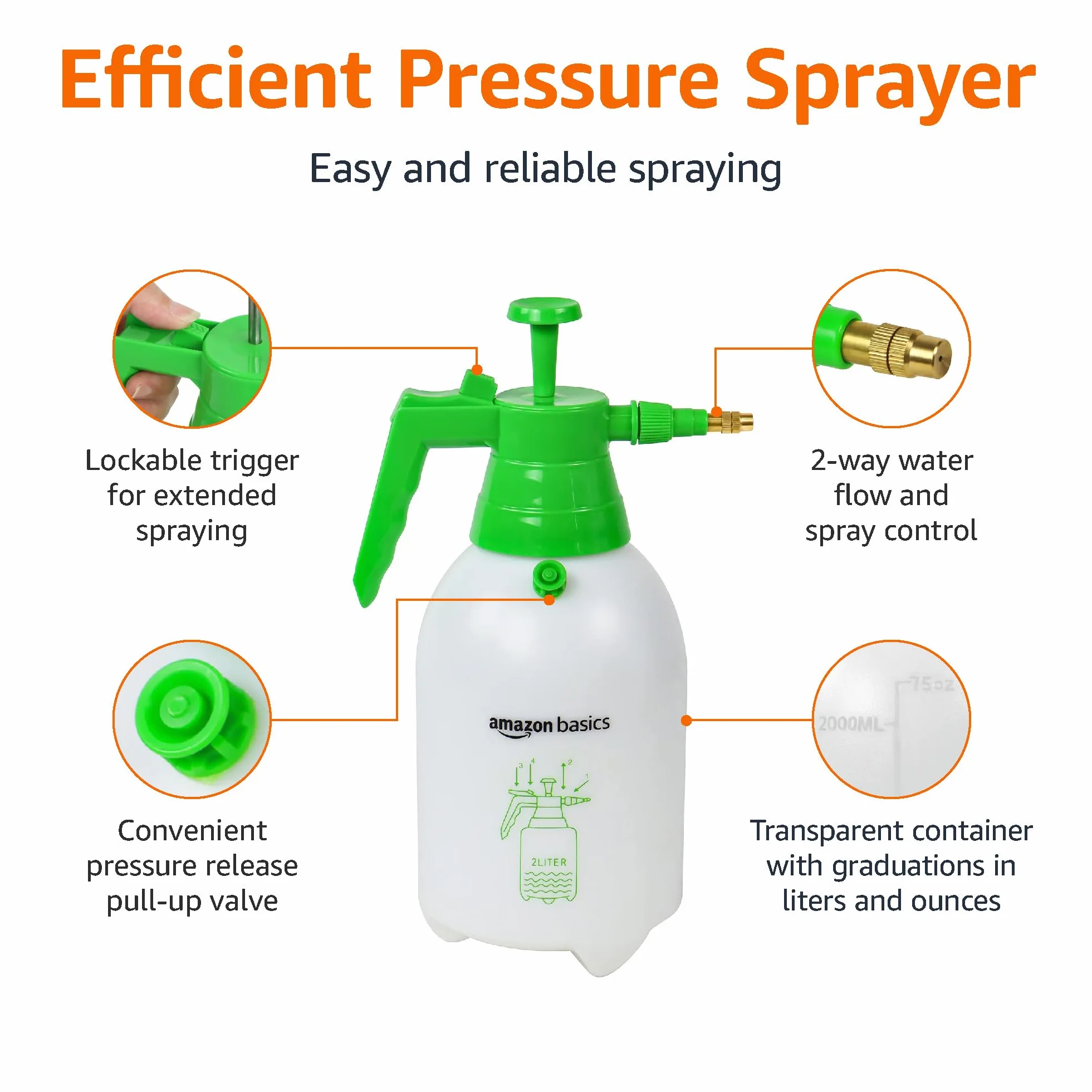 Amazon Basics Opryskiwacz ciśnieniowy z blokowanym mechanizmem spustowym, 2 l