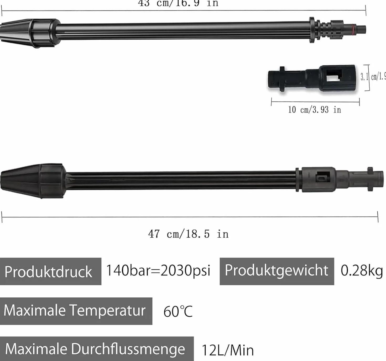 do myjki wysokociśnieniowej, dysza wirnikowa, regulowana dysza, dyszas natryskowa 150 bar, regulowana natryskowa, myjka wysokociśnieniowa, akcesoria do K2, K3, K4, K5, K6, K7