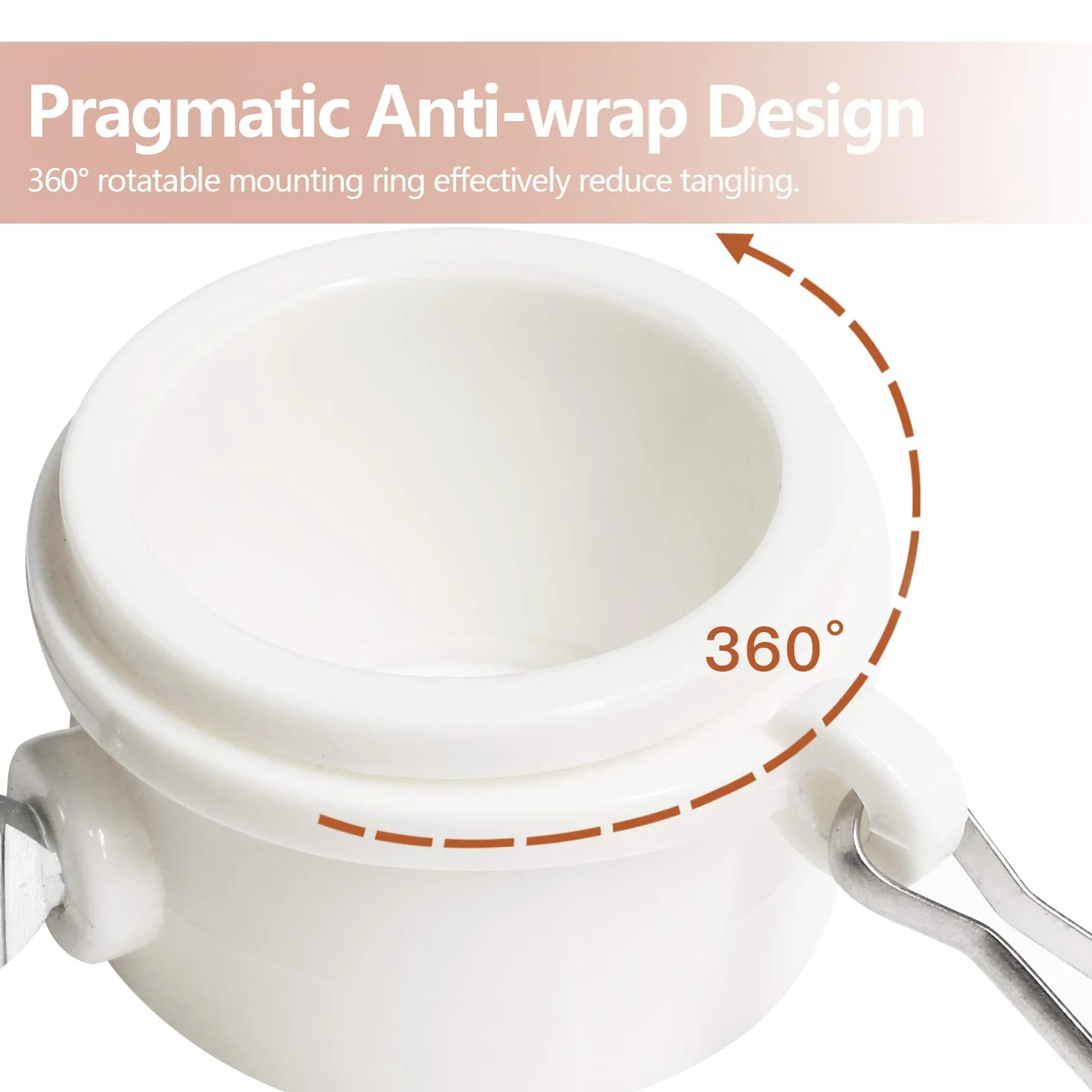 Zestaw plastikowych pierścieni montażowych do masztu Anley 1,5 "- Anti Wrap Obrotowy pierścień 360 ° z karabińczykami - Idealny do masztu flagowego o maksymalnej średnicy 1,5 cala i flagi z 2 oczkami (biały, 2 sztuki)