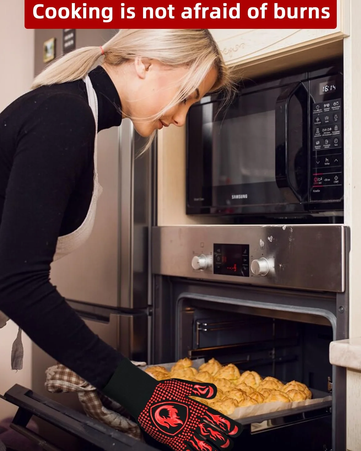 Rękawice żaroodporne do 800°C do grillowania i gotowania