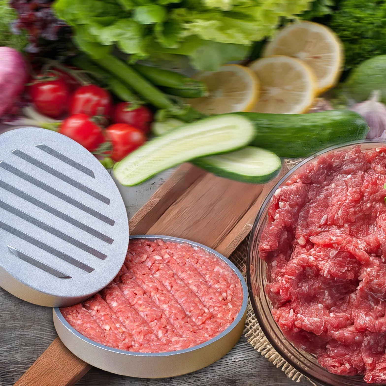 Forma do burgerów z odlewu aluminiowego z powłoką nieprzywierającą, zestaw z 50 arkuszami papieru