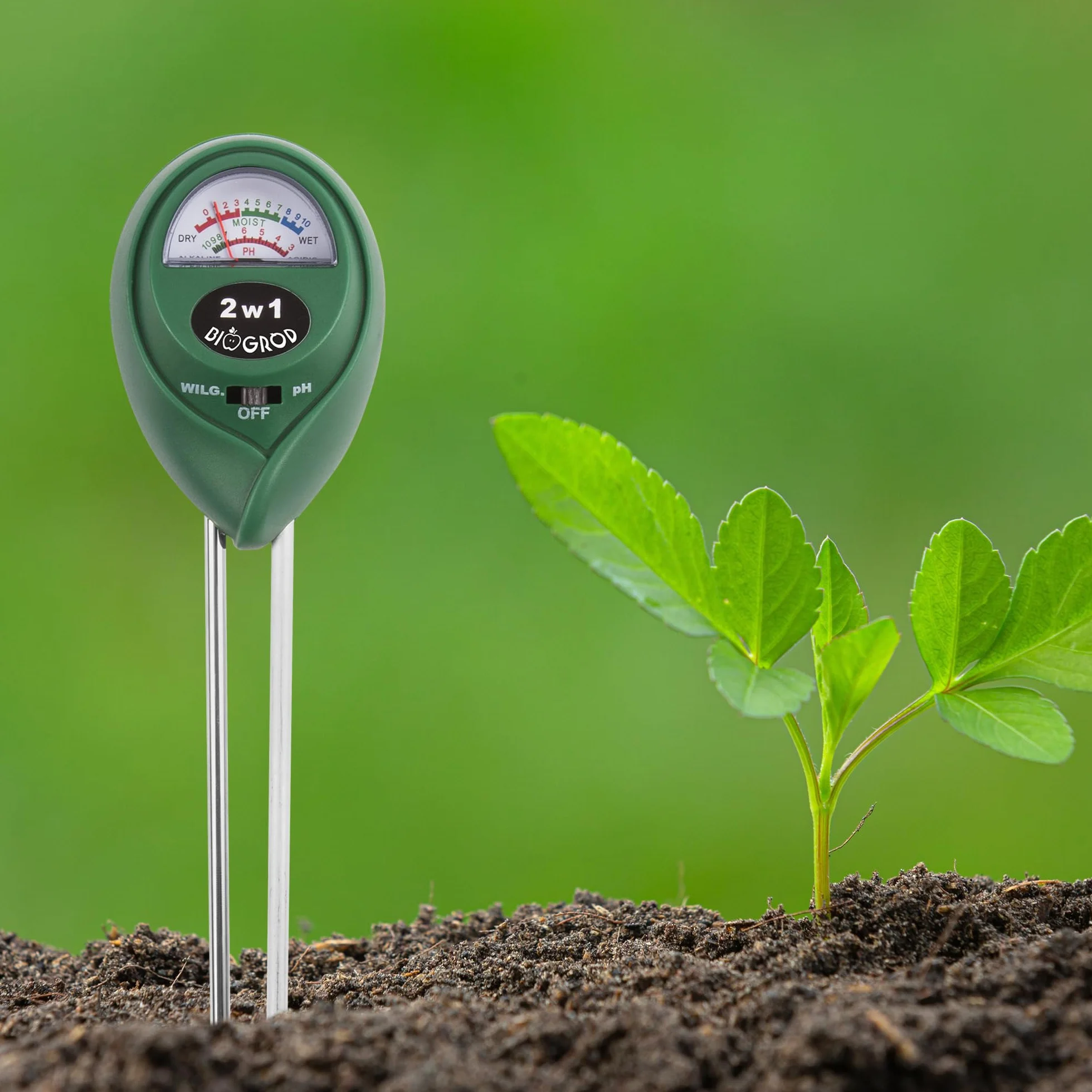 BROWIN® 2 w 1 tester poziomu gleby i pH ze wskaźnikiem wilgotności – precyzyjne narzędzie ogrodowe do kontroli gleby, pielęgnacji roślin i analizy gleby