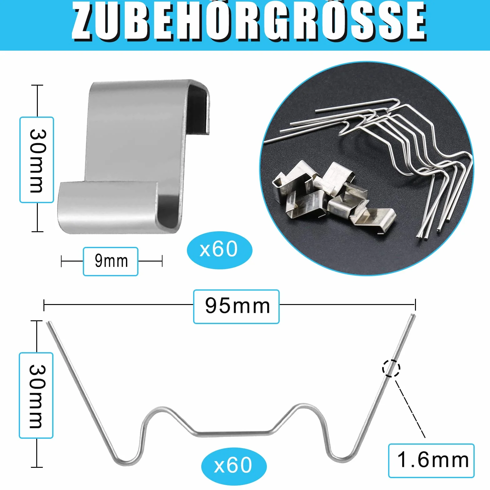 120 sztuk klipsów szklarniowych, ekstra grube 1,6 mm, nierdzewne, 60 x W + 60 x klipsy Z, odporne na burzę, akcesoria do szklarni do mocowania płyty komorowej