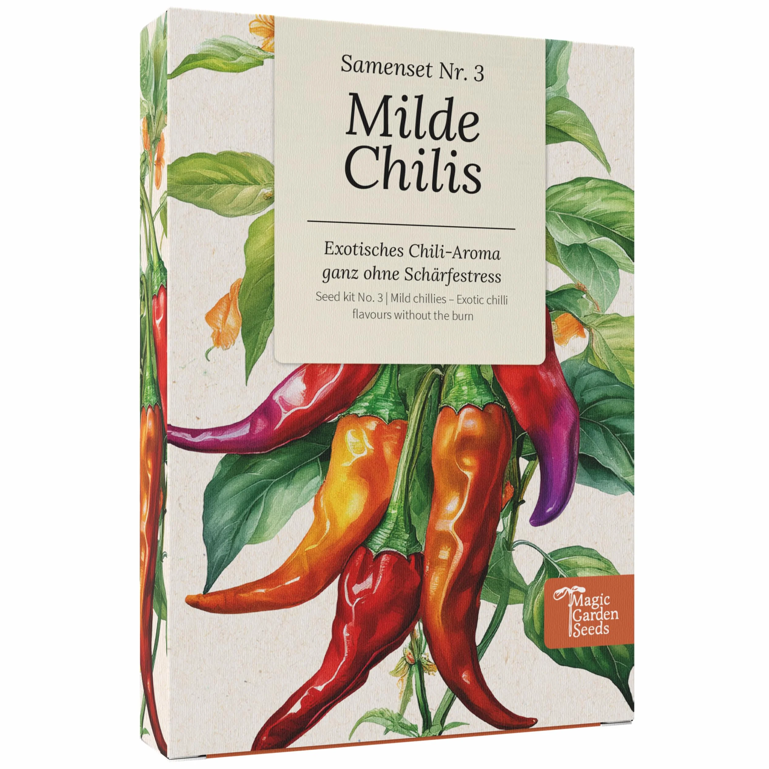 Magic Garden Seeds - Pudełko z nasionami łagodnych chili: 6 aromatycznych odmian bez stresu od ostrości - łatwe w pielęgnacji i idealne do ogrodu, na balkon i podniesioną grządkę