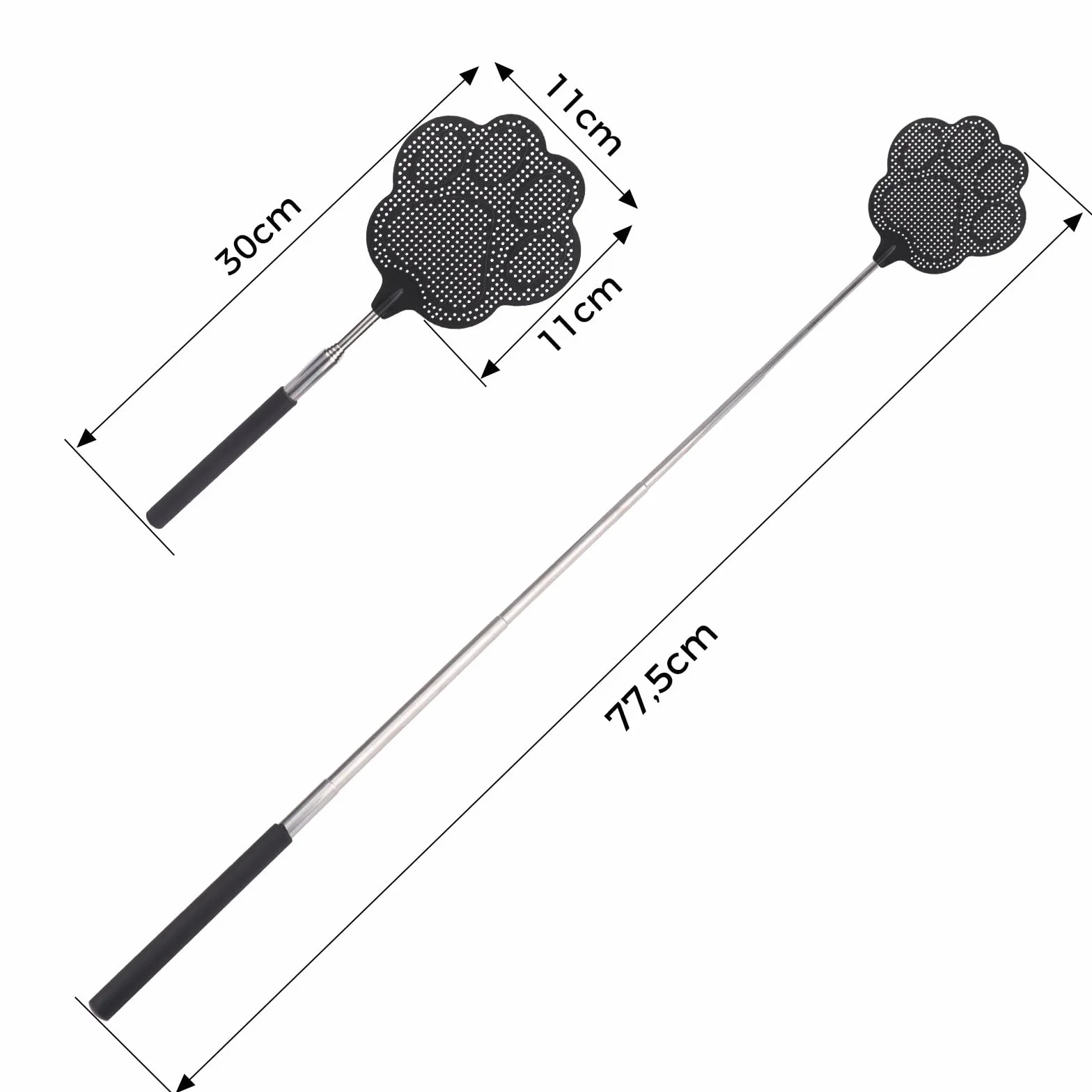 Łapka na muchy, 2 sztuki, wyciągana, z wbudowanym skrobakiem na komary, do odstraszania much, os, komarów i innych owadów (czarna, brązowa)