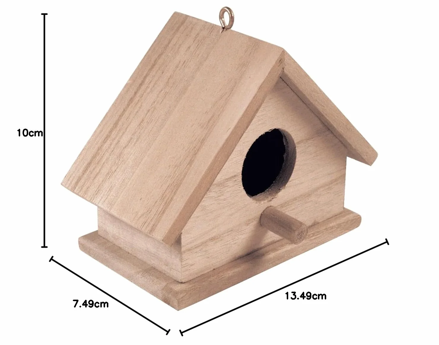 Rayher Domek dla ptaków, drewno, certyfikat FSC, 13,5 x 7,5 x 10 cm, domek dla ptaków do zawieszenia, z oczkiem, dekoracja drewniana do malowania i zdobienia, 62414000