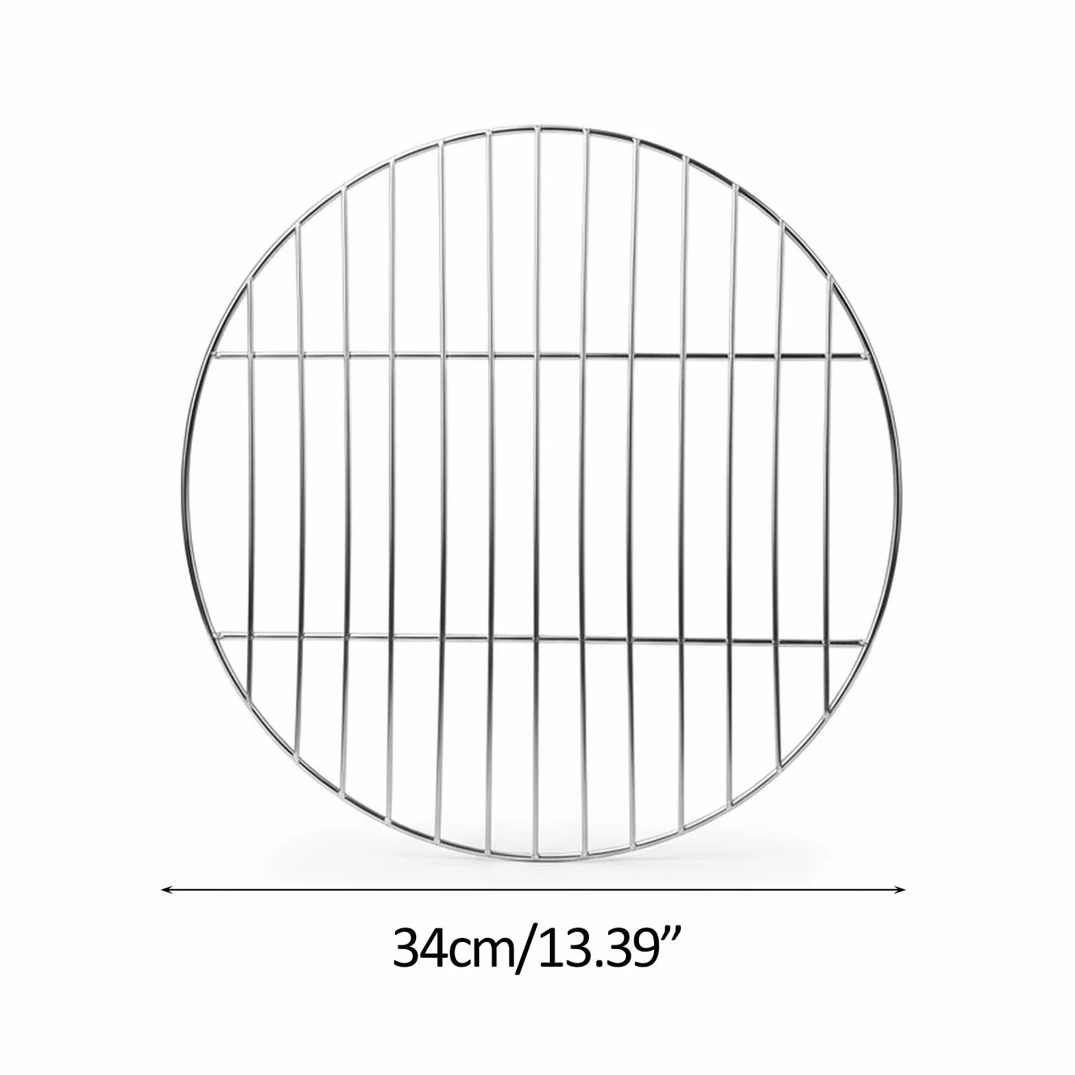 Okrągły ruszt do grillowania ze stali nierdzewnej, 34 cm, okrągły, łatwy do czyszczenia, nadaje się na kemping, piknik, do ogrodu