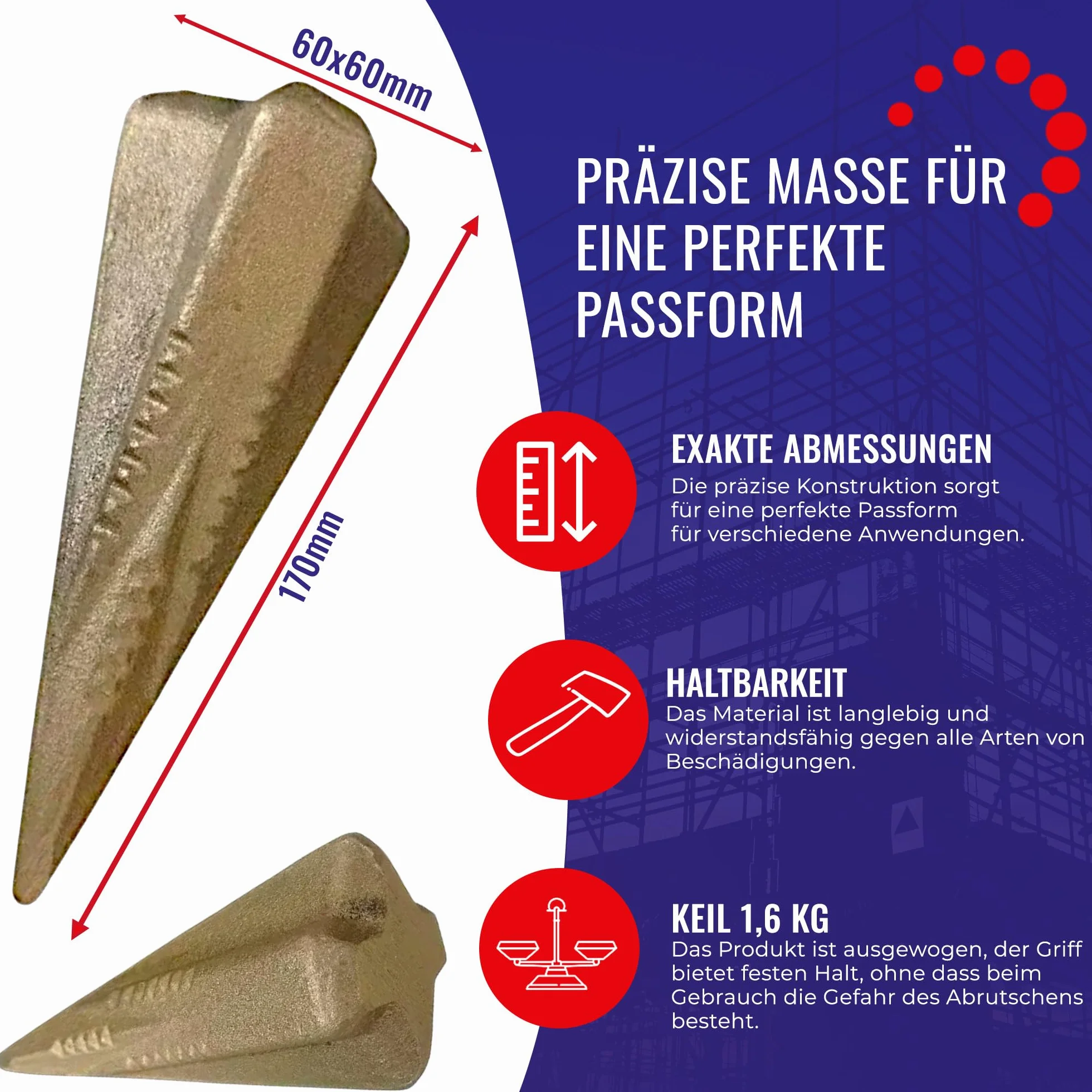 Obrotowy klin do łupania drewna 1,6 kg Hartowana stal Chle-Mar
