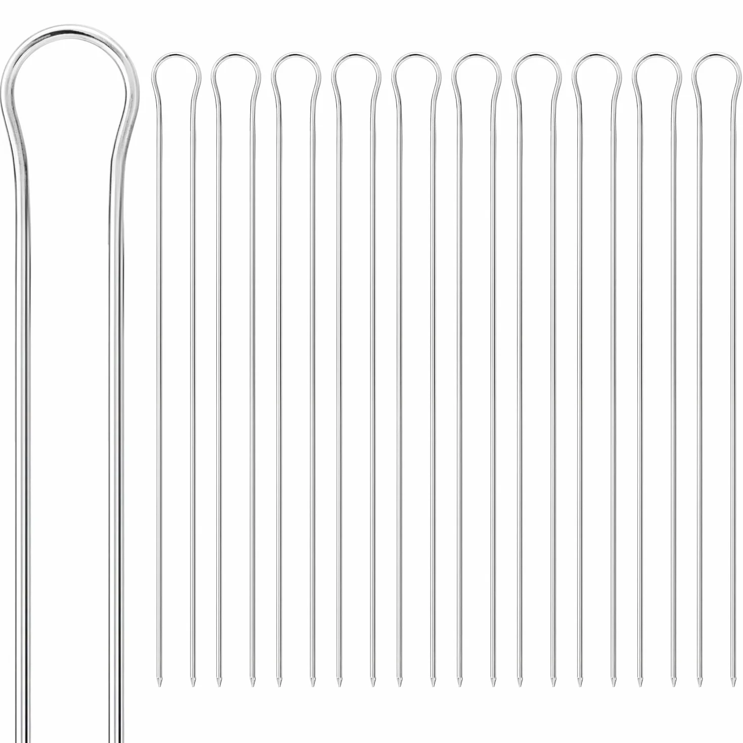 COM-FOUR podwójne szaszłyki grillowe ze stali nierdzewnej 31 cm 10 sztuk
