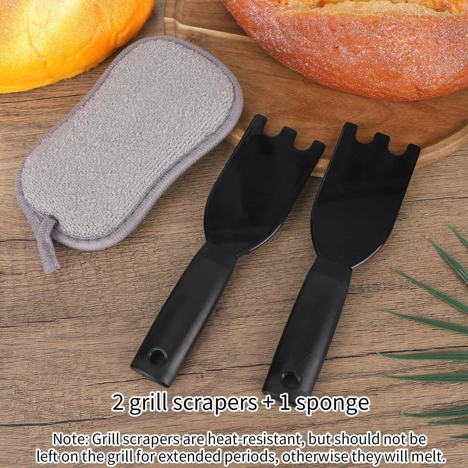 2szt Grill Skrobak Zestaw dla George Foreman, Odporny Ciepło Plastik Łopatka z Rowkami & Gąbka Szmatka Komfort Chwyt Środek Czyszczący Narzędzie dla Rowkowanych Grillów Wewnątrz Zewnątrz