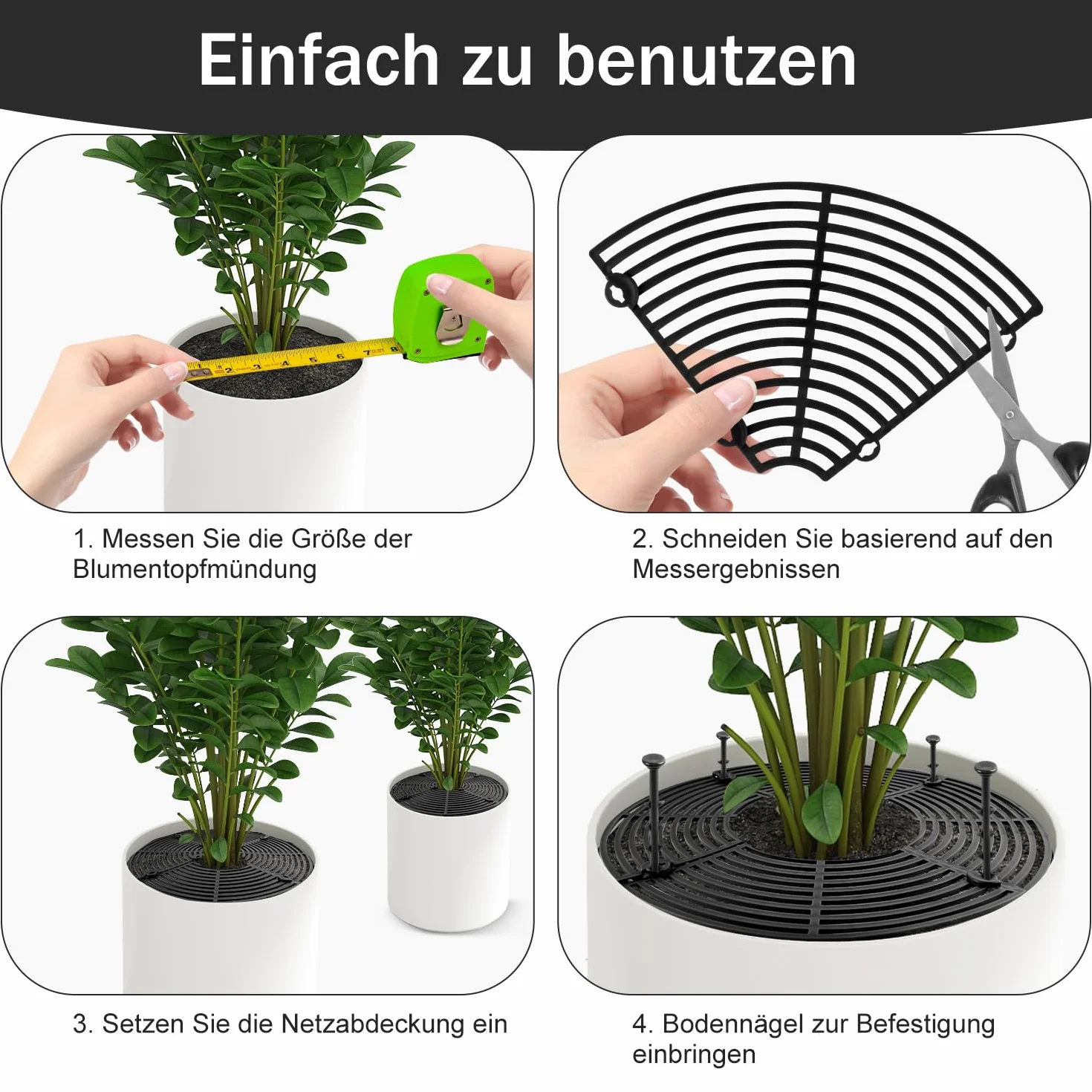 Kratka na doniczki 30 cm, 2 sztuki, ochrona roślin, przyjazna dla środowiska, nietoksyczna dla dzieci i zwierząt domowych, ochrona roślin w domu przed przewróceniem się