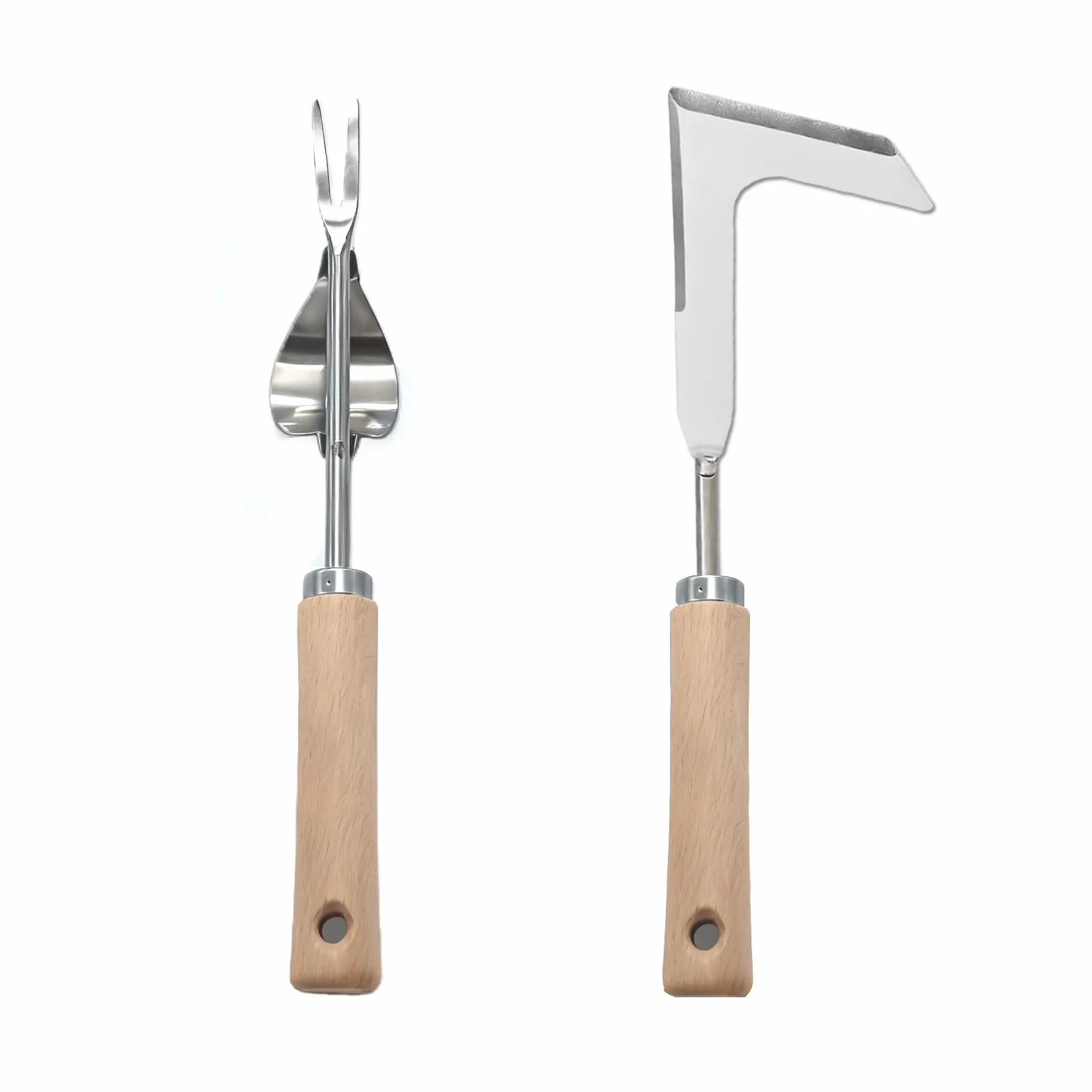 2 sztuki skrobaczek do fug, 32 cm i 31 cm, ze stali nierdzewnej, z drewnianym uchwytem, do usuwania mchu i innych ze szczelin ściennych i podłogowych, 2 sztuki