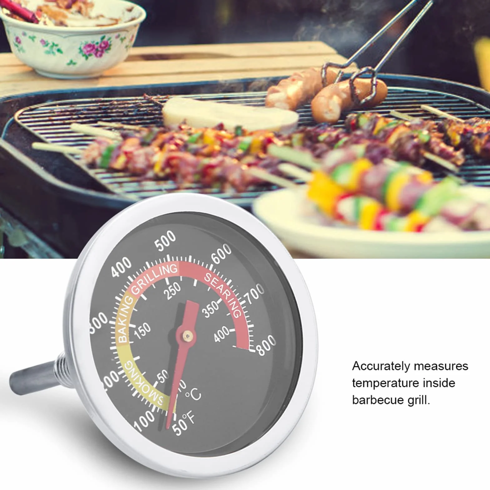 Ejoyous Termometr do grilla 50~800℉, stal nierdzewna termometr BBQ termometr do grilla termometr kuchenny termometr do wędzarni do gotowania barbecue piekarnik