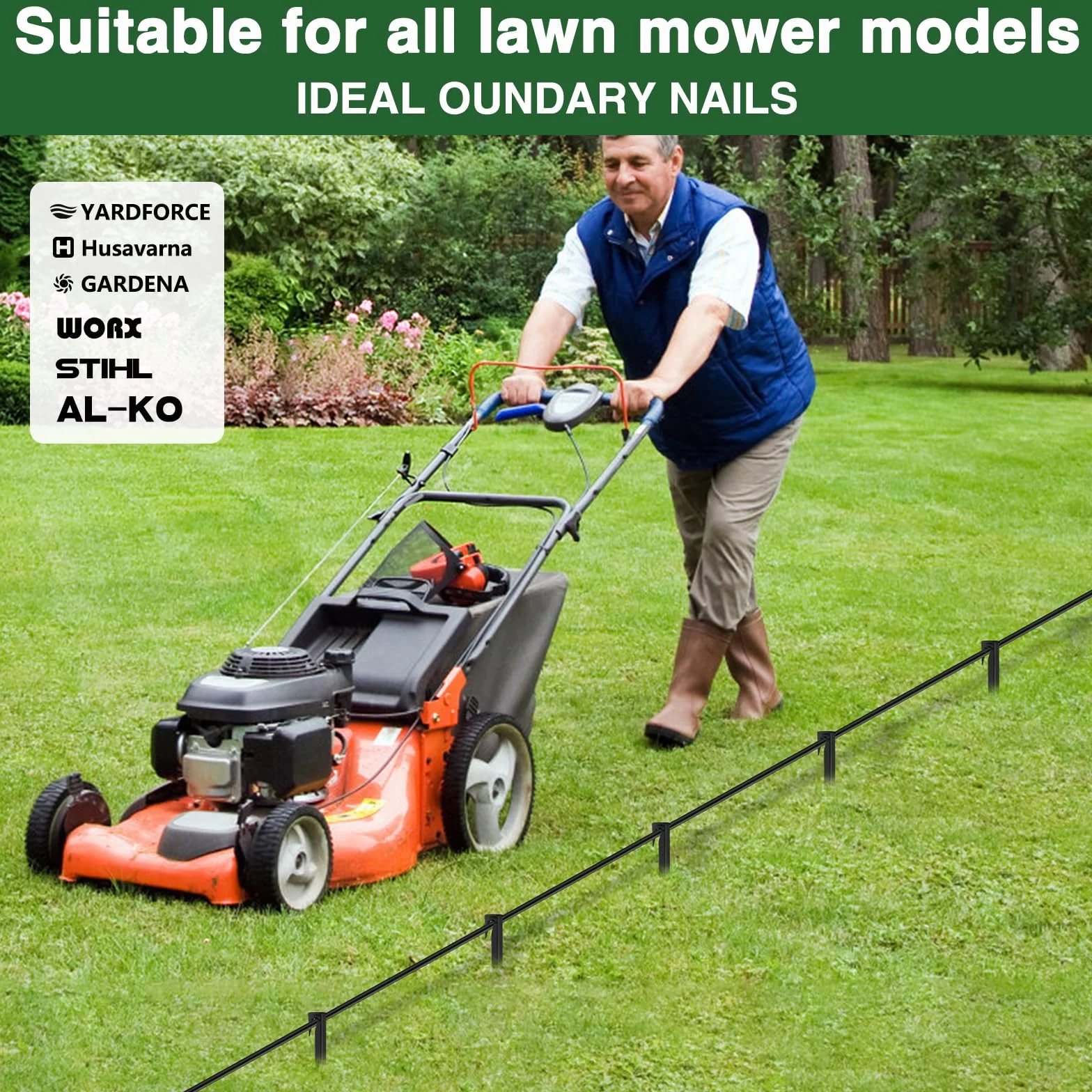 100 sztuk śledzi do kosiarki robotycznej, kotwice ziemne do mocowania przewodu ograniczającego kosiarki robotycznej, kompatybilne z Bosch, Gardena, Husqvarna, Worx, Yard Force