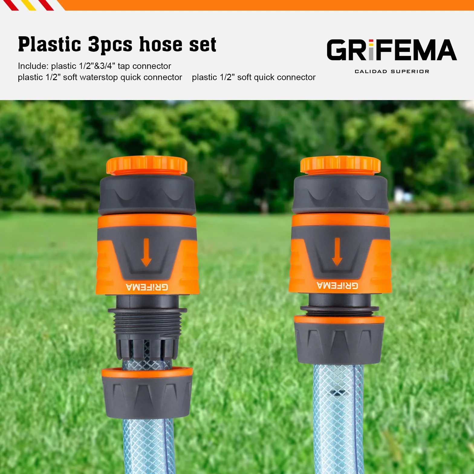 GRIFEMA GE1103 Zestaw złącza węża ogrodowego 1/2" 3/4" Premium Female