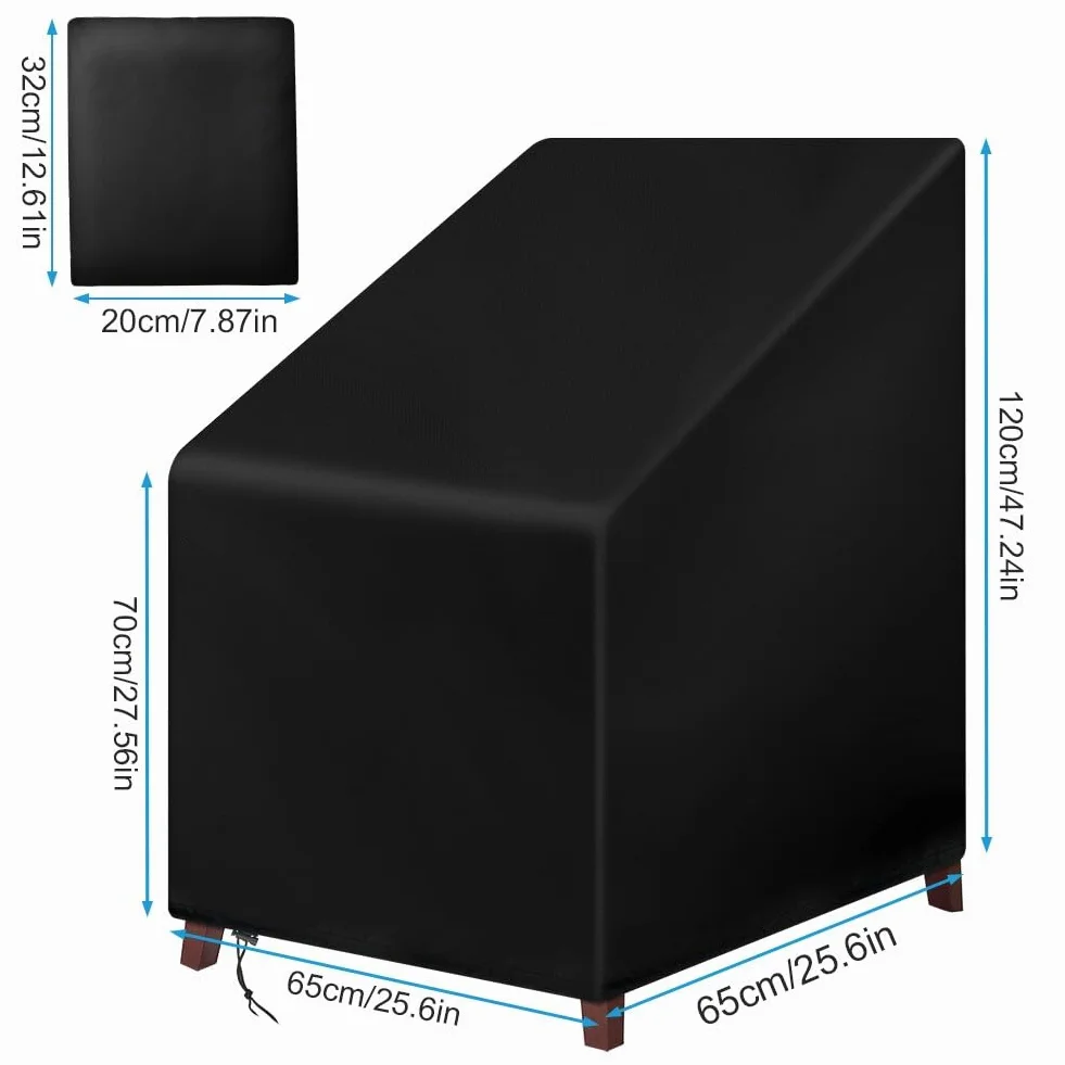 OFFCUP Pokrowce na krzesła ogrodowe do układania w stos, 1 szt., 65 x 65 x 120 cm, 210D, tkanina Oxford, pokrowce na krzesła ogrodowe, wodoodporne, wytrzymałe, odporne na promieniowanie UV, pokrowiec
