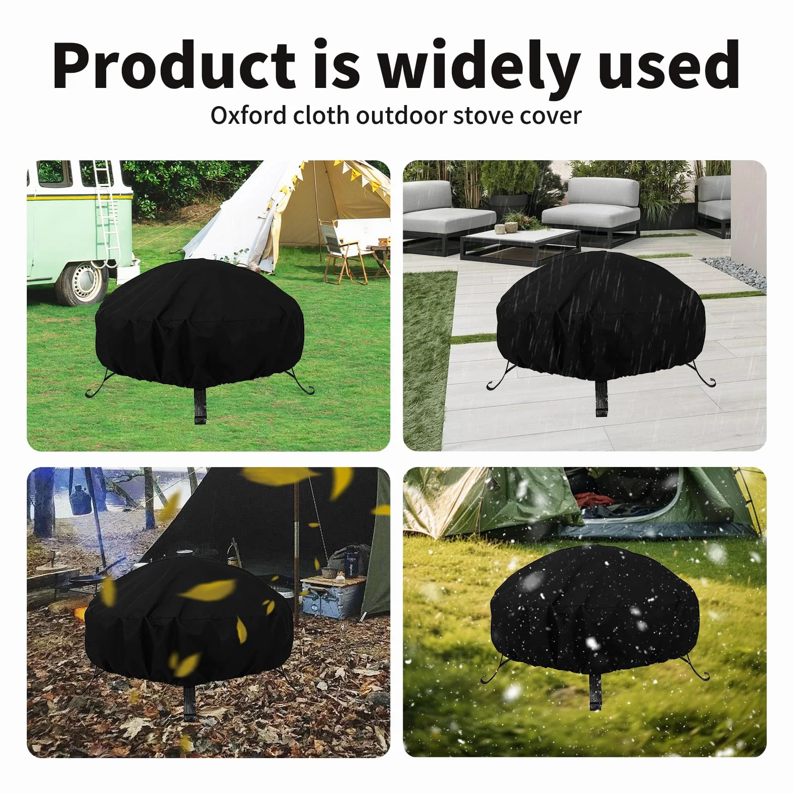 72 x 40 cm Abdeckung for Feuerschale Wasserdicht 420D Oxford Gewebe, Schutzabdeckung, Wetterfest, UV beständig, okrągły pokrowiec na grilla, Reißfest Schnalle und Kordelzug, für Garten, Terrasse und