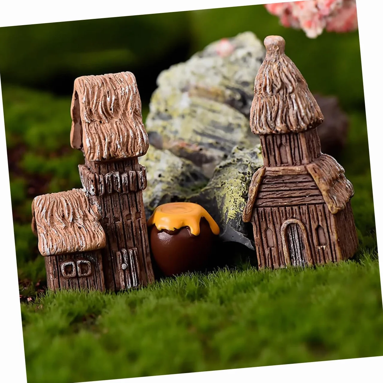 Mipcase Dekoracja Ogrodowa Domek Miniaturowy Domek Wróżek Żywica Dekoracyjna Ozdoba