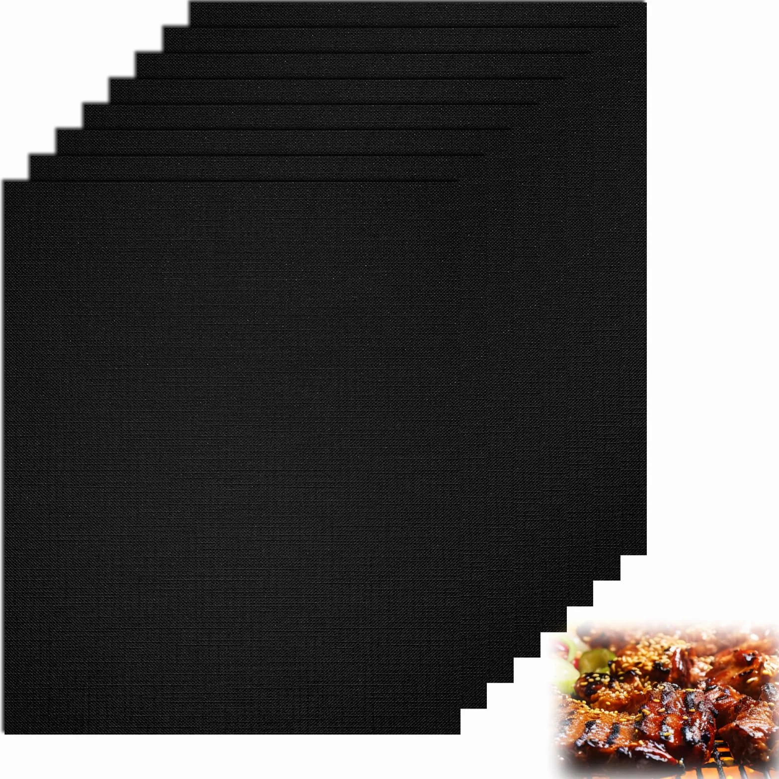 8-pak mat do grilla, 40 x 33 cm, folia do grilla gazowego, folia wielokrotnego użytku, teflonowa mata do grilla gazowego, podkładka do grilla na węgiel drzewny