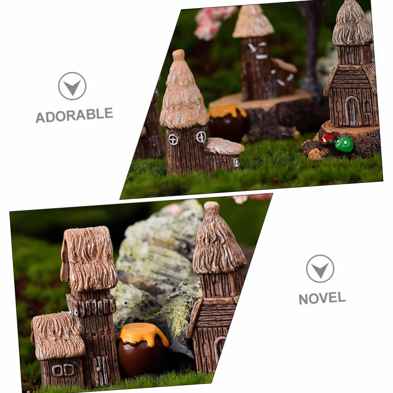 Mipcase Dekoracja Ogrodowa Domek Miniaturowy Domek Wróżek Żywica Dekoracyjna Ozdoba